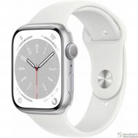 Apple Watch Series 8, 45 мм, корпус из алюминия серебристого цвета, спортивный ремешок белого цвета [MP6N3LZ/A] (США)