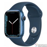 Apple Watch Series 7, 45 мм, корпус из алюминия синего цвета, спортивный ремешок «синий омут» [MKN83LL/A] (США)