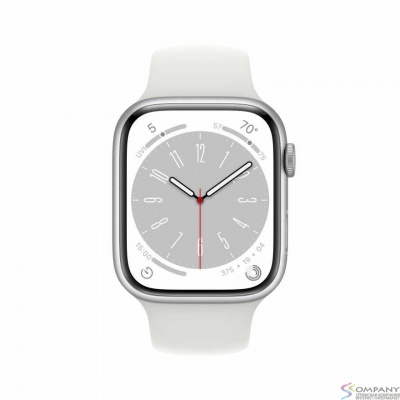 Apple Watch Series 8 GPS 45mm Silver Aluminum Case with White Sport Band - M/L [MP6Q3LL/A] (США)