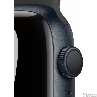 Apple Watch Nike Series 7, 45 мм, корпус из алюминия цвета «тёмная ночь», спортивный ремешок Nike цвета «антрацитовый/чёрный» [MKNC3RU/A]